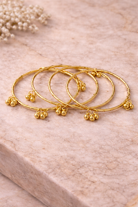 Kashmiri Style Kara Gold Bangles Set (4 Pcs)