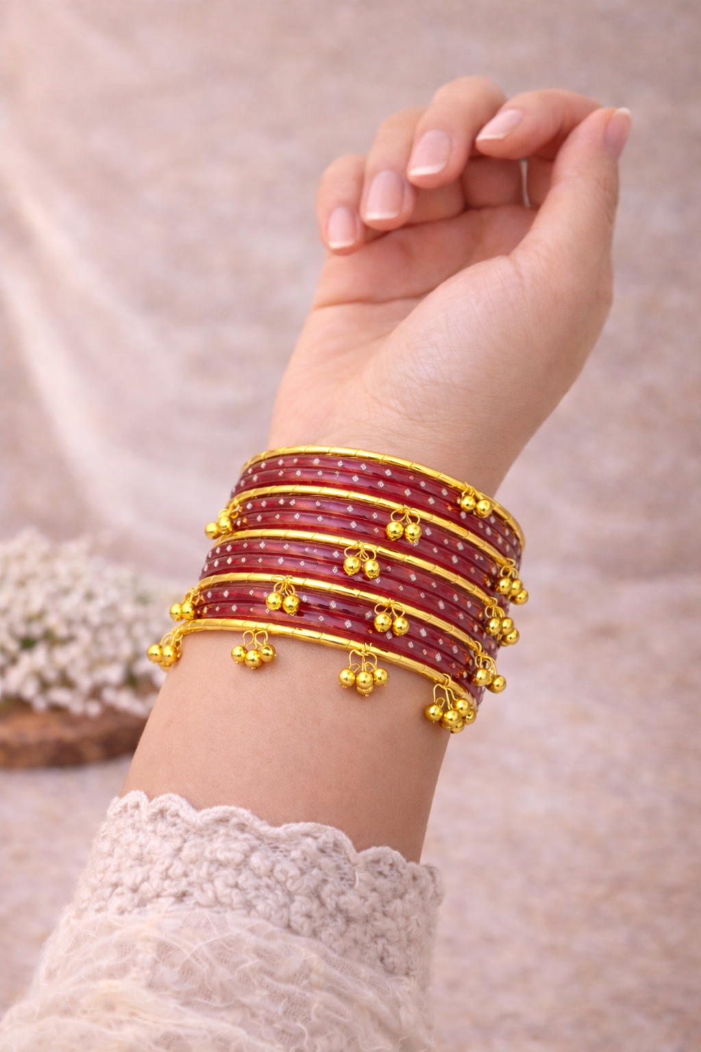 Royal Red Kashmiri Bangle Set – Classic Festive Collection