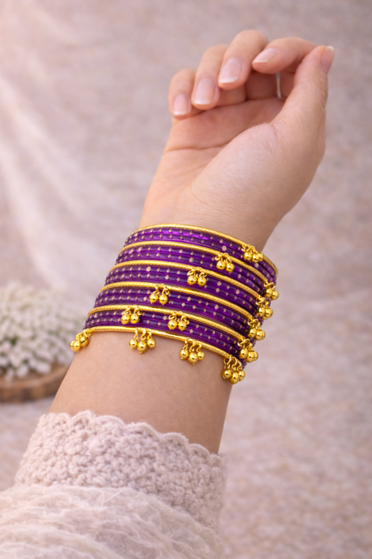 Royal Purple Kashmiri Churi Set – Classic Festive Bangles