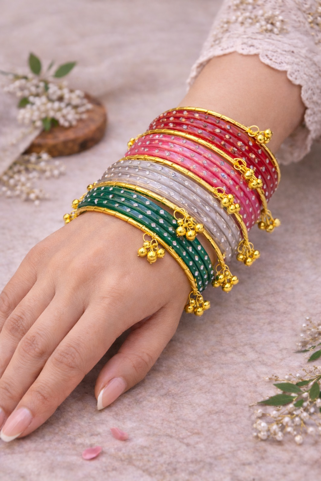 🌸 Premium Kashmiri Bangle Set – Multi Color Eid Collection