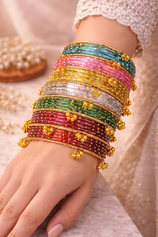 🌸 Premium Kashmiri Bangle Set – Multi Color Eid Collection