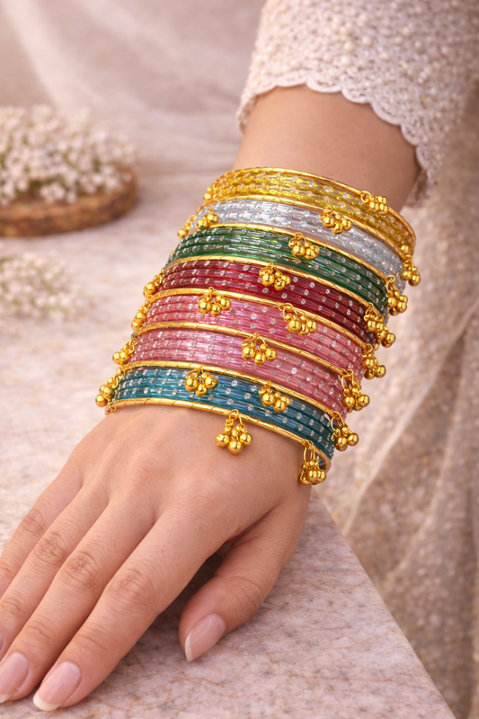 🌸 Premium Kashmiri Bangle Set – Multi Color Eid Collection