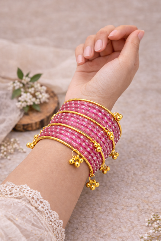 Viral Pink Kashmiri Bangle Set – Classic Festive Collection