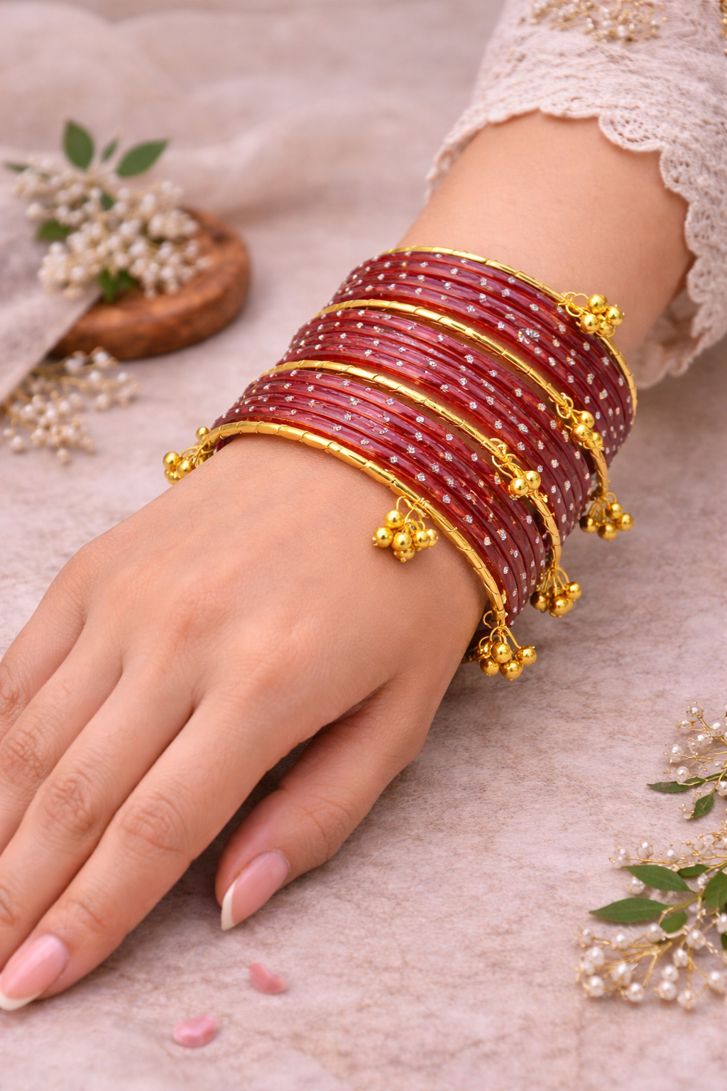 Royal Red Kashmiri Bangle Set – Classic Festive Collection