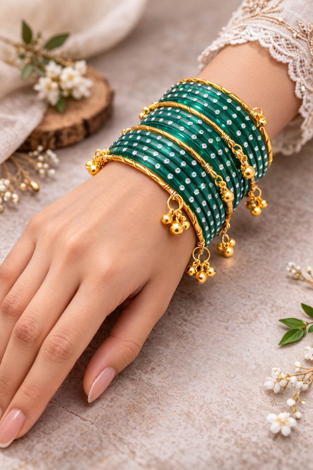 Ferozi Traditional Kashmiri Bangle Set – Classic Festive Collection